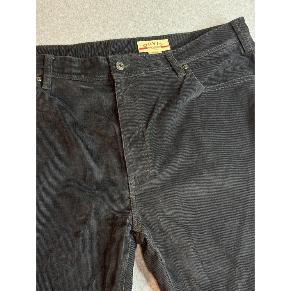 Orvis Mens Five Pocket Corduroy Pants Charcoal Gray Straight Leg 42x32